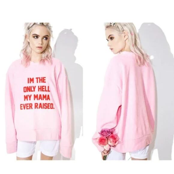 (S) NWT Daydream Nation The Only Hell Fleece Pullover Pink Small - Picture 4 of 8